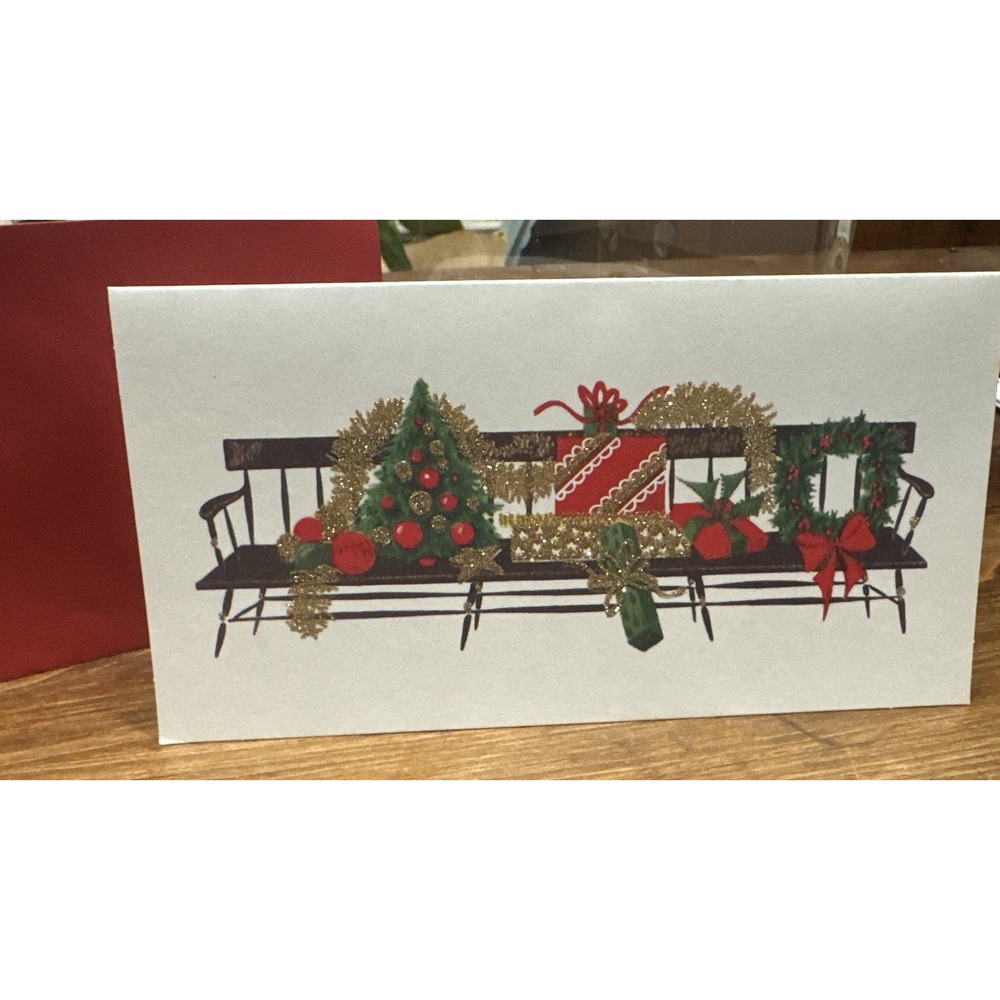 10 Vintage CHRISTMAS CARDS 1970's UNUSED Mid Century Santa Greetings Glitter